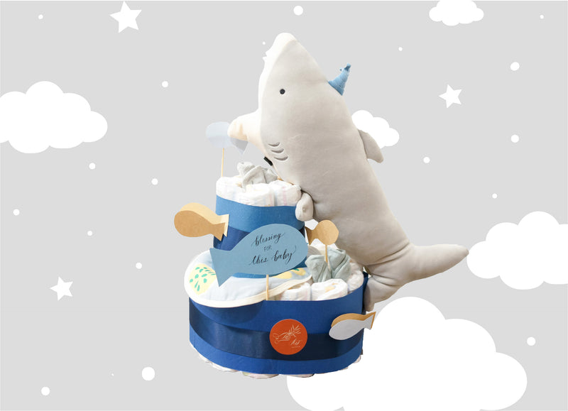 Baby Shark Diaper Cake