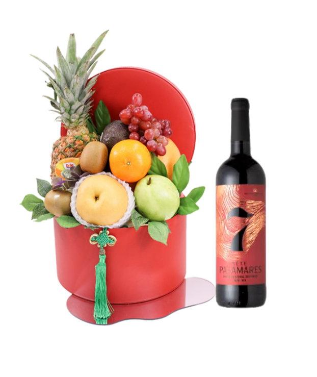 Overflowing Gifts Hamper | Fruit and Fine Wine Spring Gift Hamper