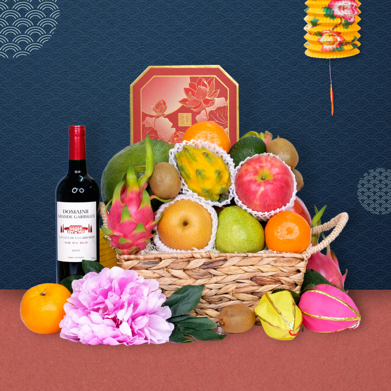Traditional Mid-Autumn Basket with Peninsula Mooncake with Wine