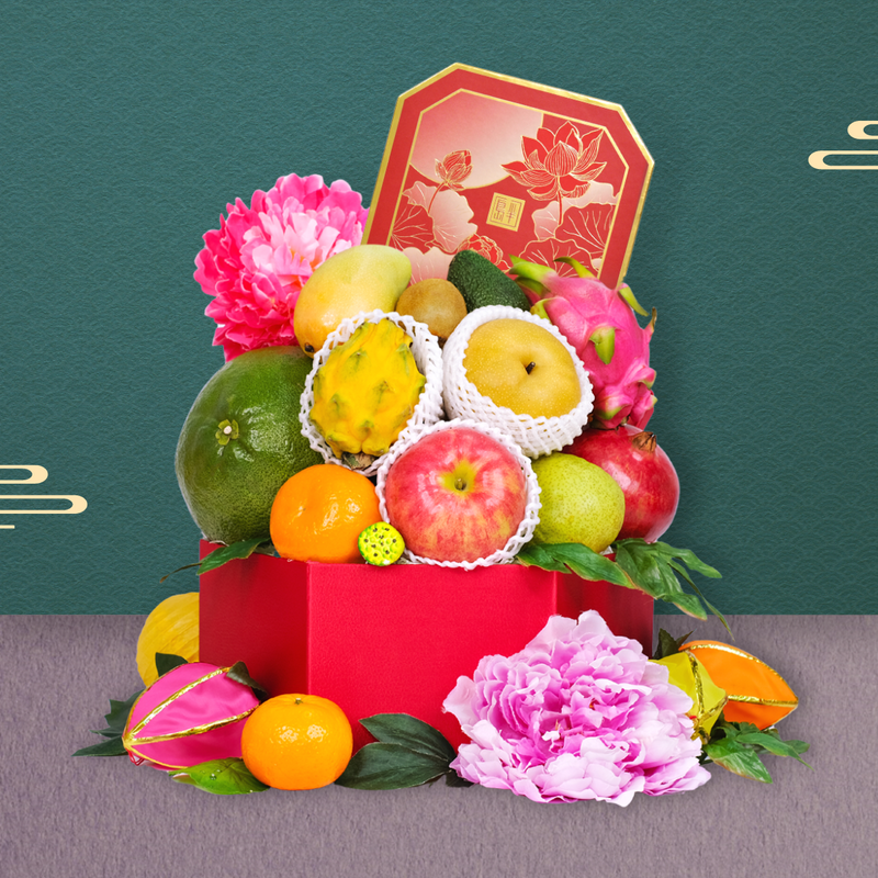 Bright Moon Fruit Gift Box With The Peninsula Mooncake (4pcs)