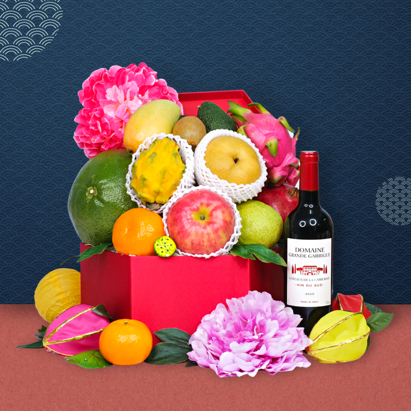 Bright Moon Fruit Gift Box With Wine
