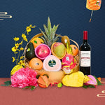 Sweet Golden Deluxe Mid-Autumn Fruit Hamper with Wine or Champagne