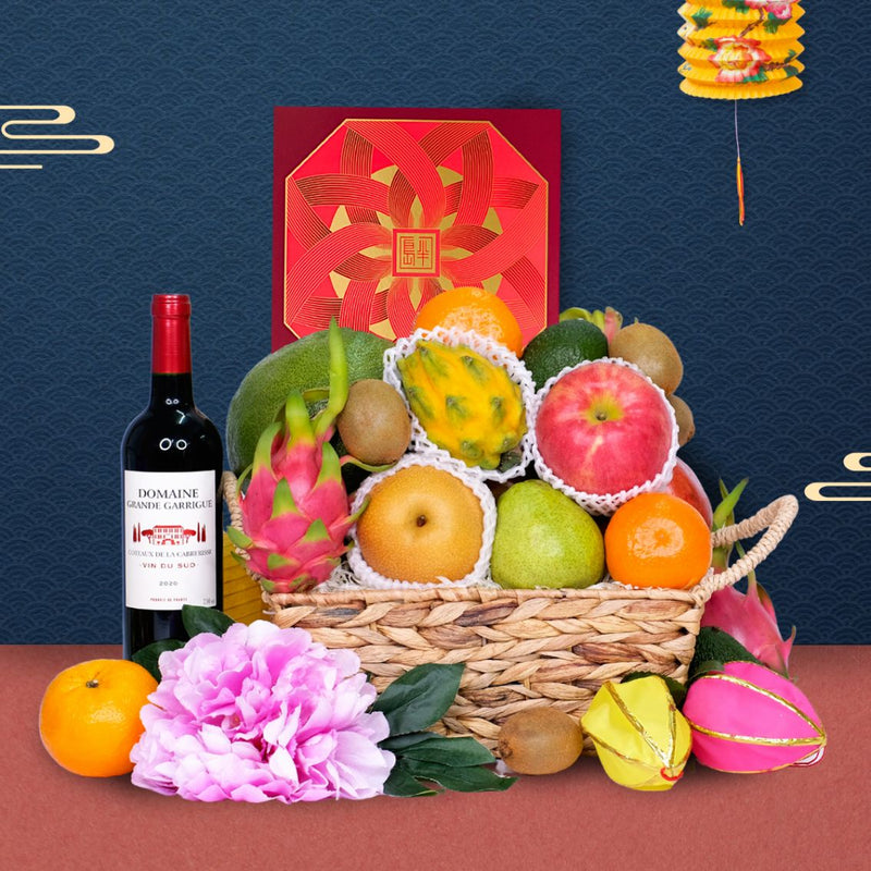 Traditional Mid-Autumn Basket with Peninsula Mooncake with Wine