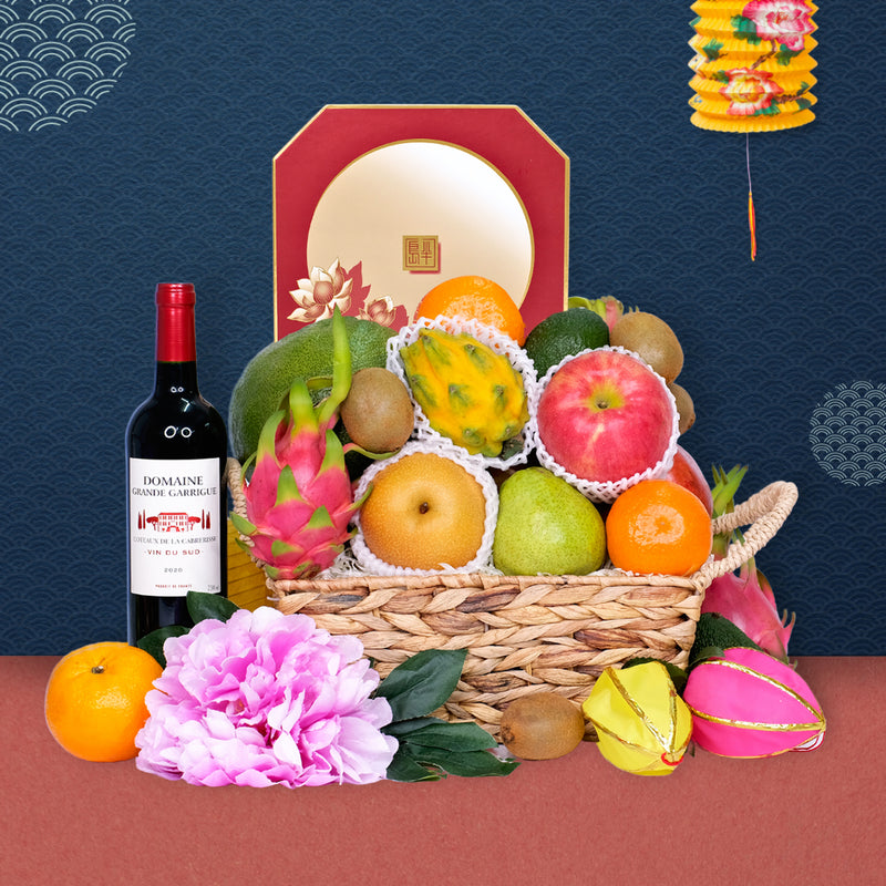 Traditional Mid-Autumn Basket with Peninsula Mooncake with Wine