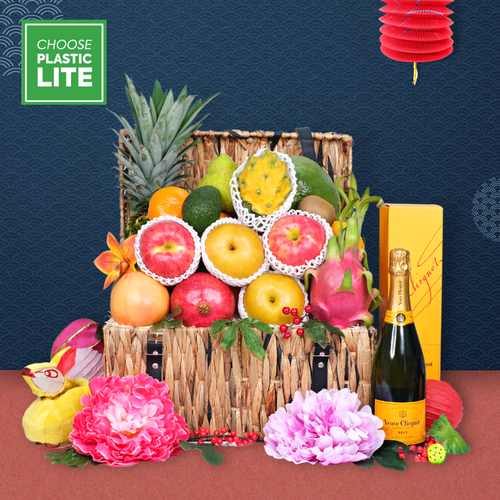 Festive Fruit Hamper with Wine or Champagne