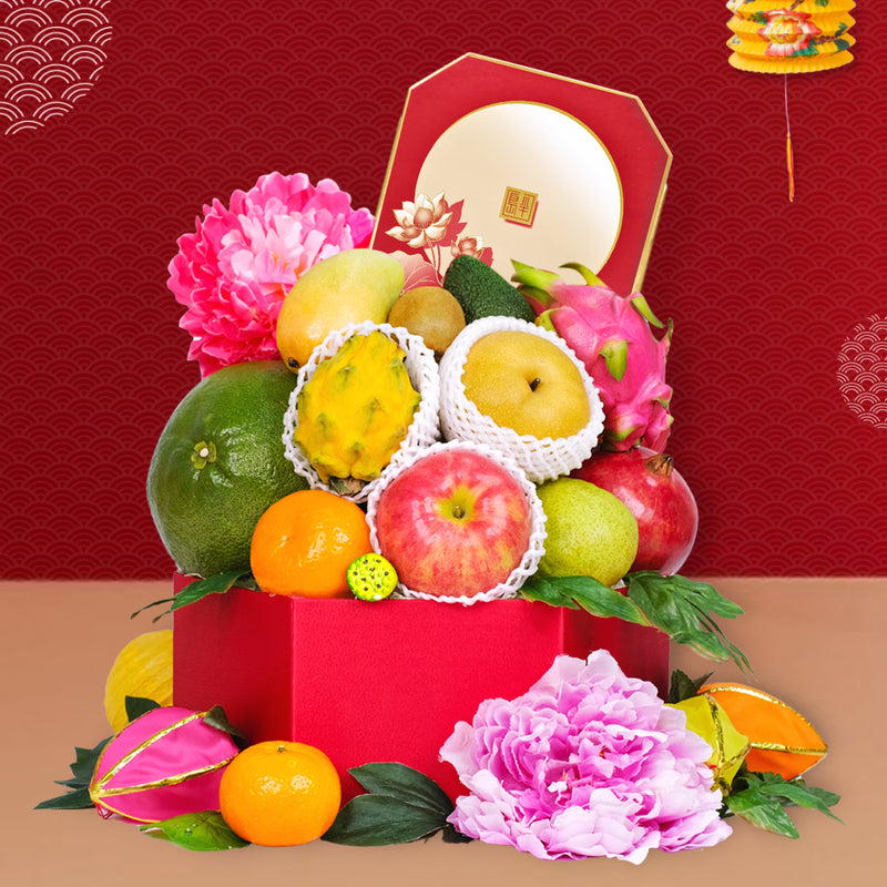 Bright Moon Fruit Gift Box With The Peninsula Mooncake (4pcs)