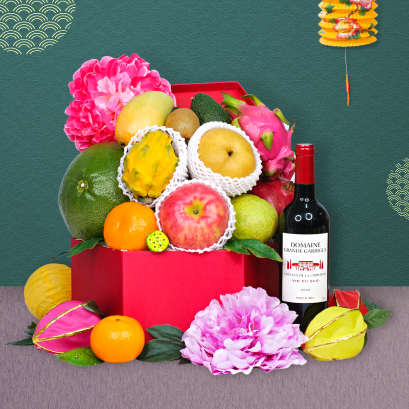 Bright Moon Fruit Gift Box With Wine