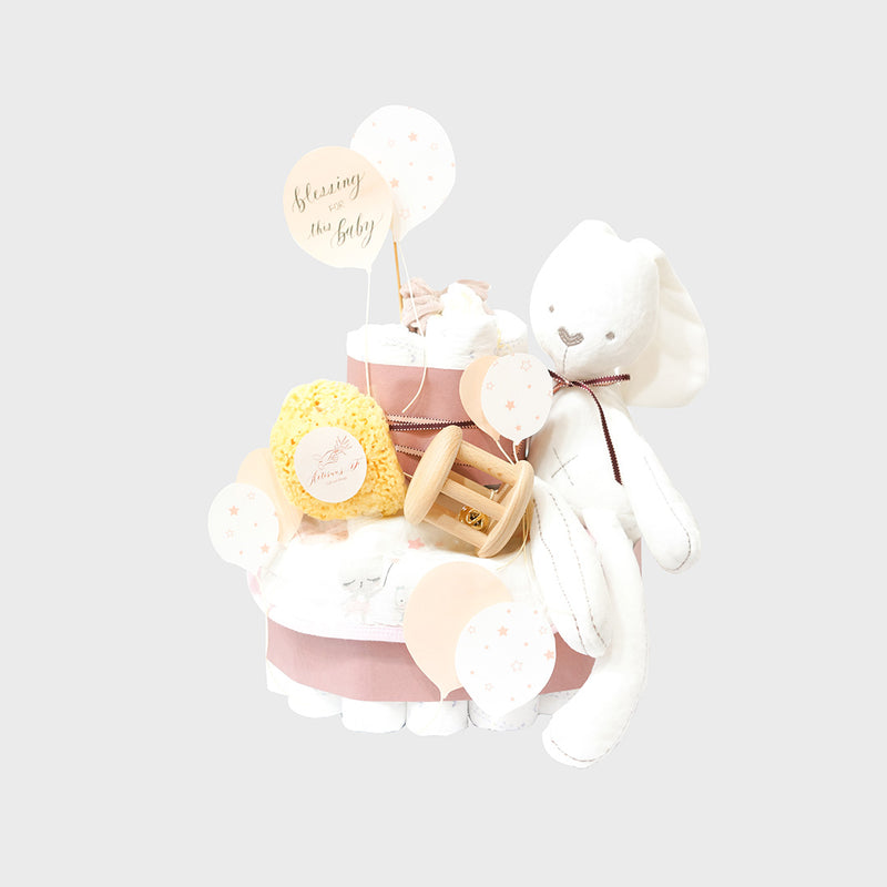 粉紅小兔嬰兒尿片蛋糕