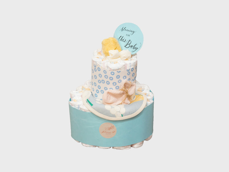 清新粉藍嬰兒尿片蛋糕