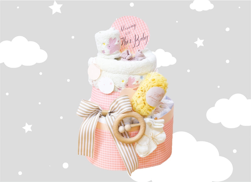 Pinky Rabbit Baby Diaper Cake