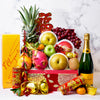 CNY Gold Blossom Fruit Hamper with Wine or Champagne