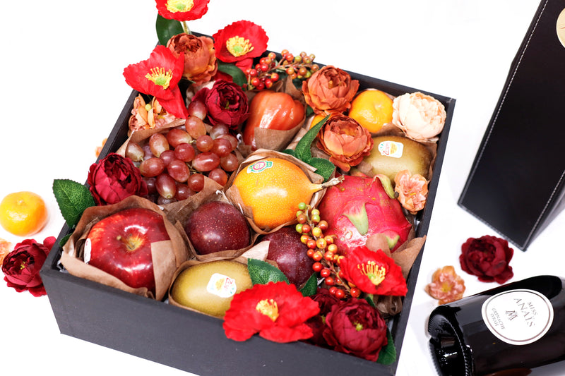 Passion New Moon Mid Autumn Fruit Gift Box with Wine