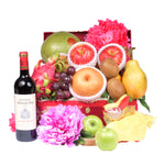 古色花卉水果禮盒配紅酒或香檳